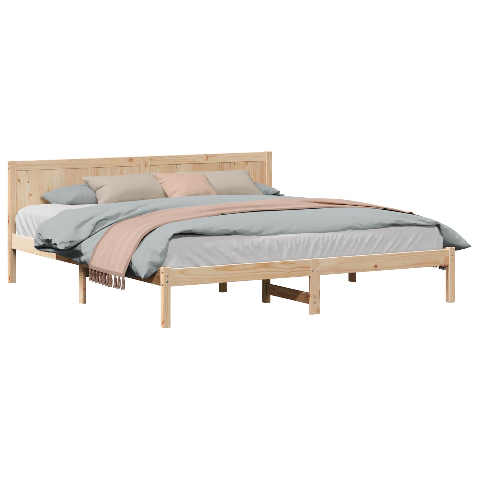 vidaXL Ramka łóżka Brązowy 200 x 200 cm Lite drewno sosnowe
