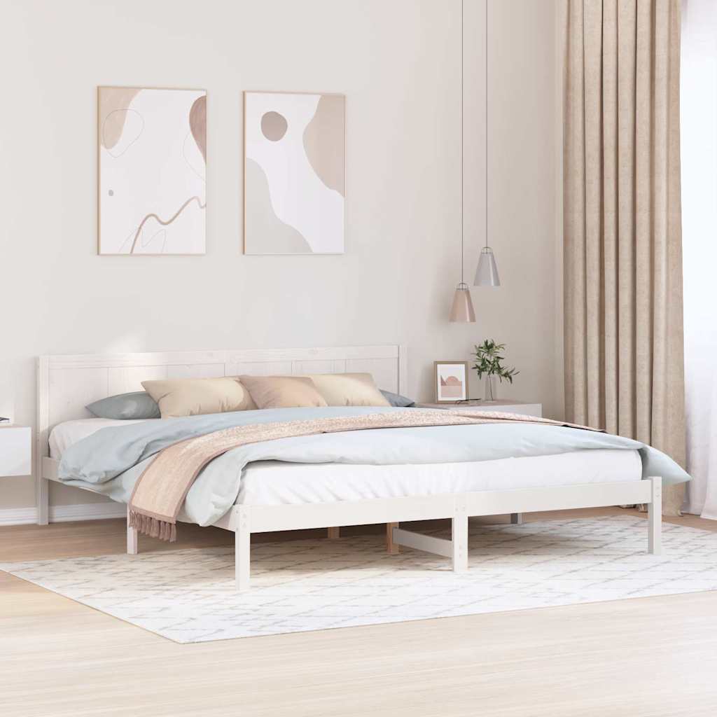 vidaXL Ramka łóżka Biały 200 x 200 cm Lite drewno sosnowe