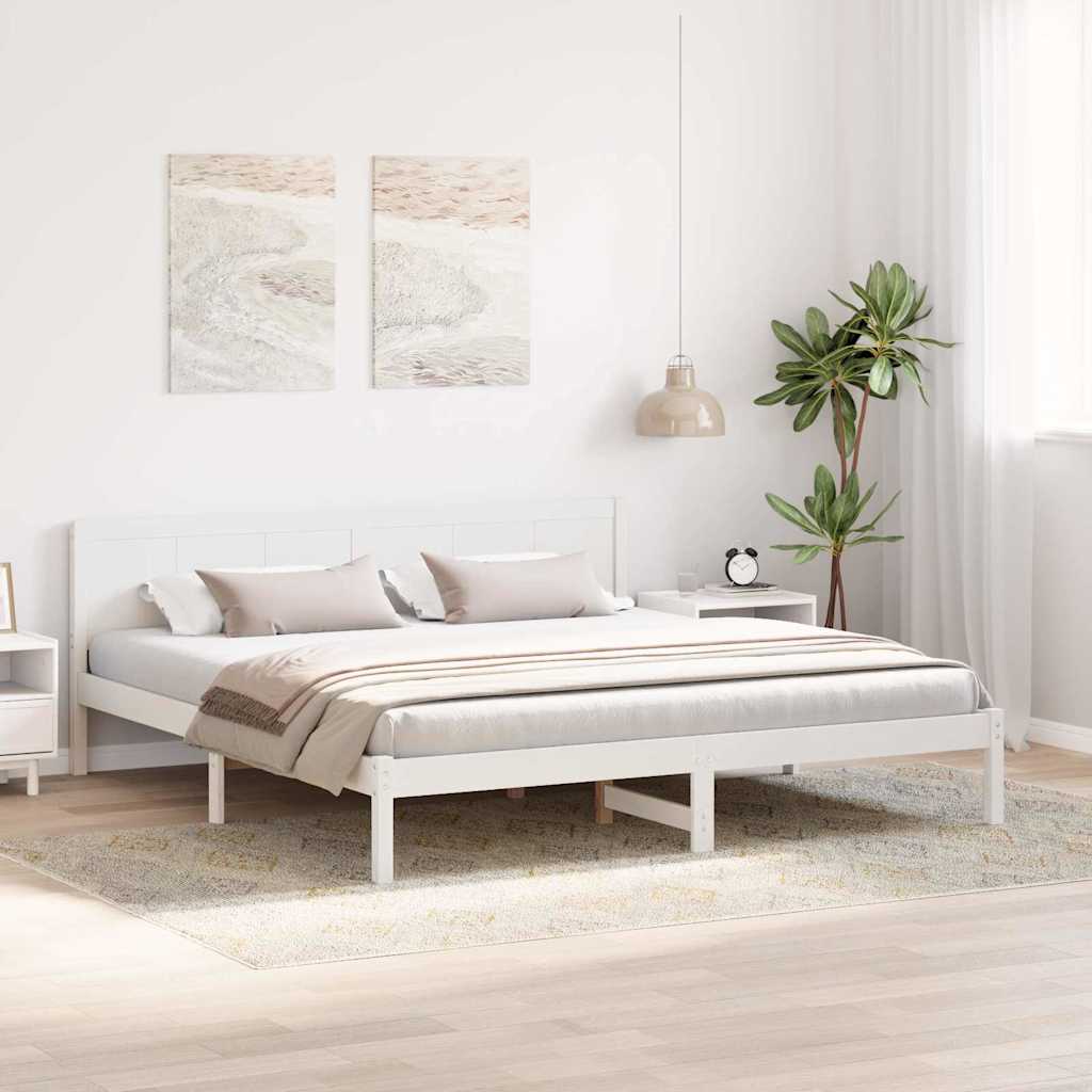 vidaXL Ramka łóżka Biały 200 x 200 cm Lite drewno sosnowe