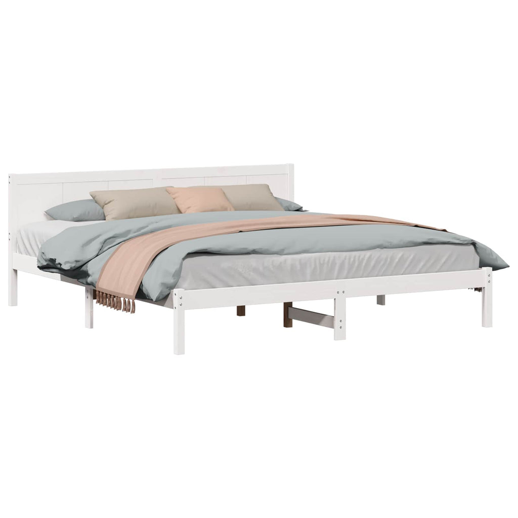 vidaXL Ramka łóżka Biały 200 x 200 cm Lite drewno sosnowe