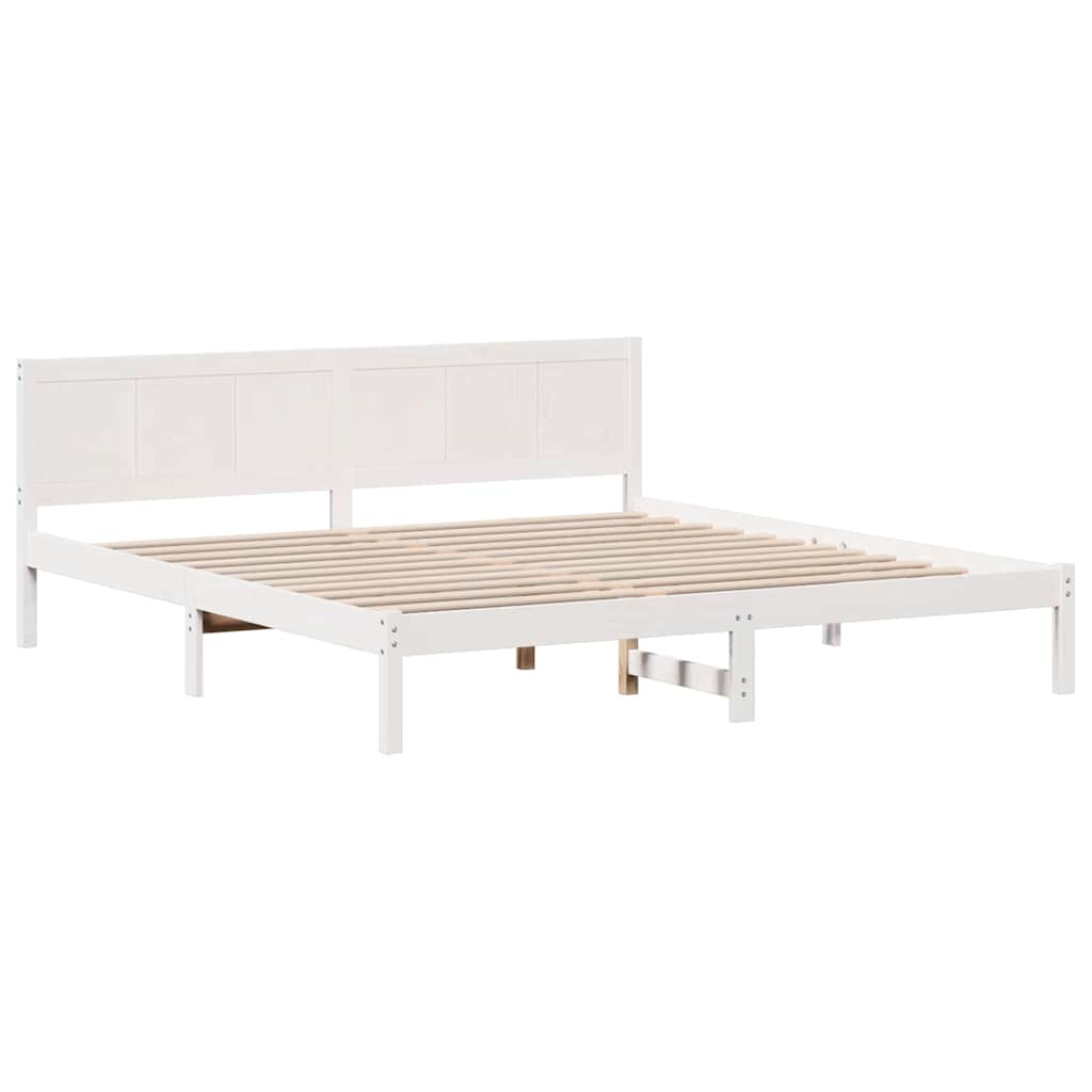 vidaXL Ramka łóżka Biały 200 x 200 cm Lite drewno sosnowe
