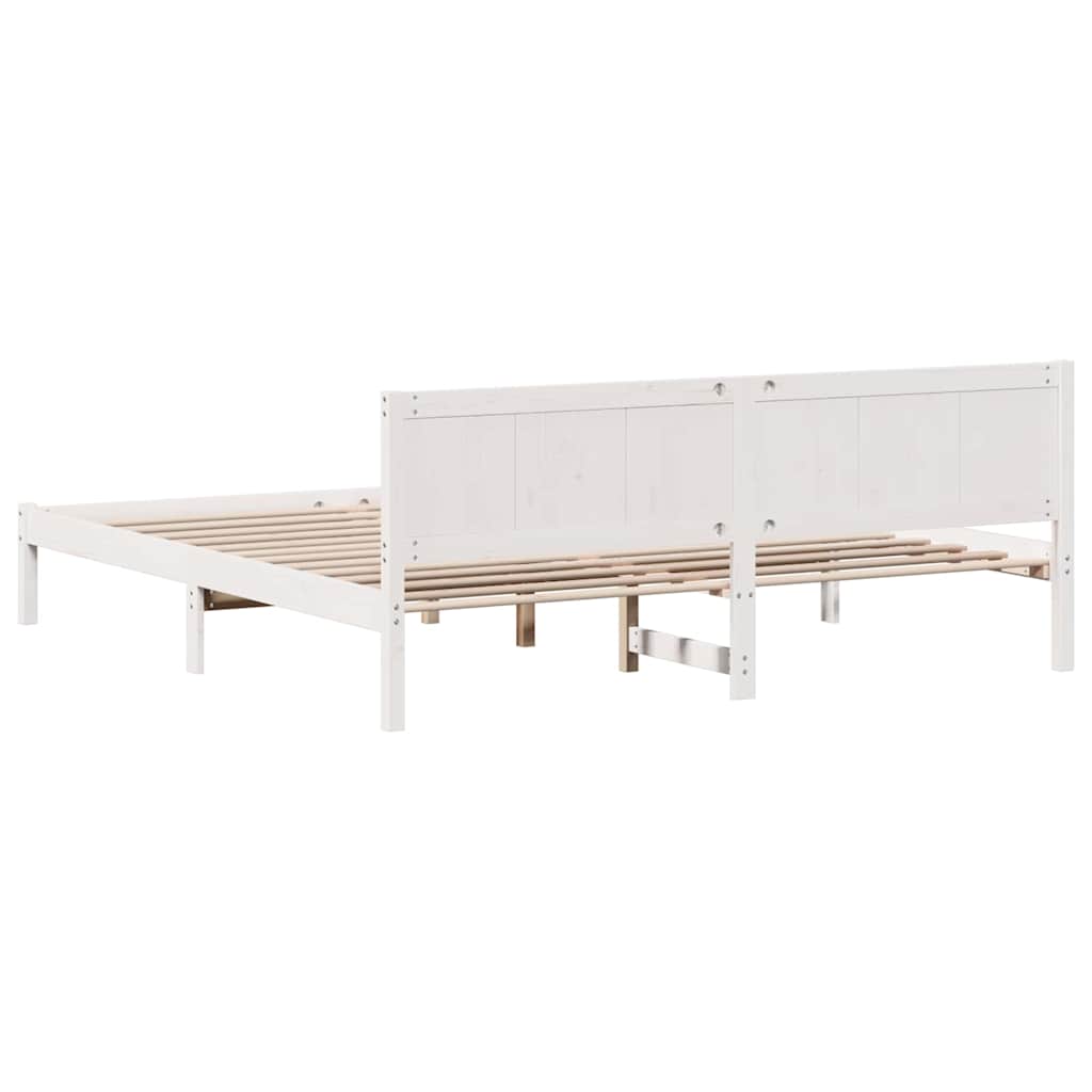 vidaXL Ramka łóżka Biały 200 x 200 cm Lite drewno sosnowe