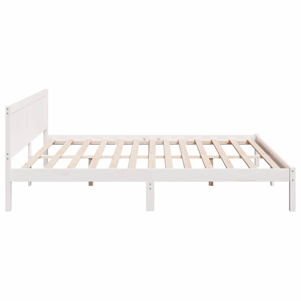 vidaXL Ramka łóżka Biały 200 x 200 cm Lite drewno sosnowe