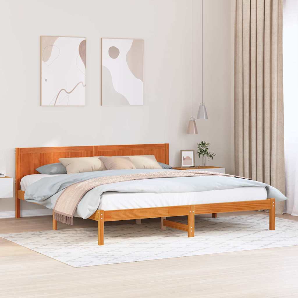 vidaXL Ramka łóżka Brązowy 200 x 200 cm Lite drewno sosnowe