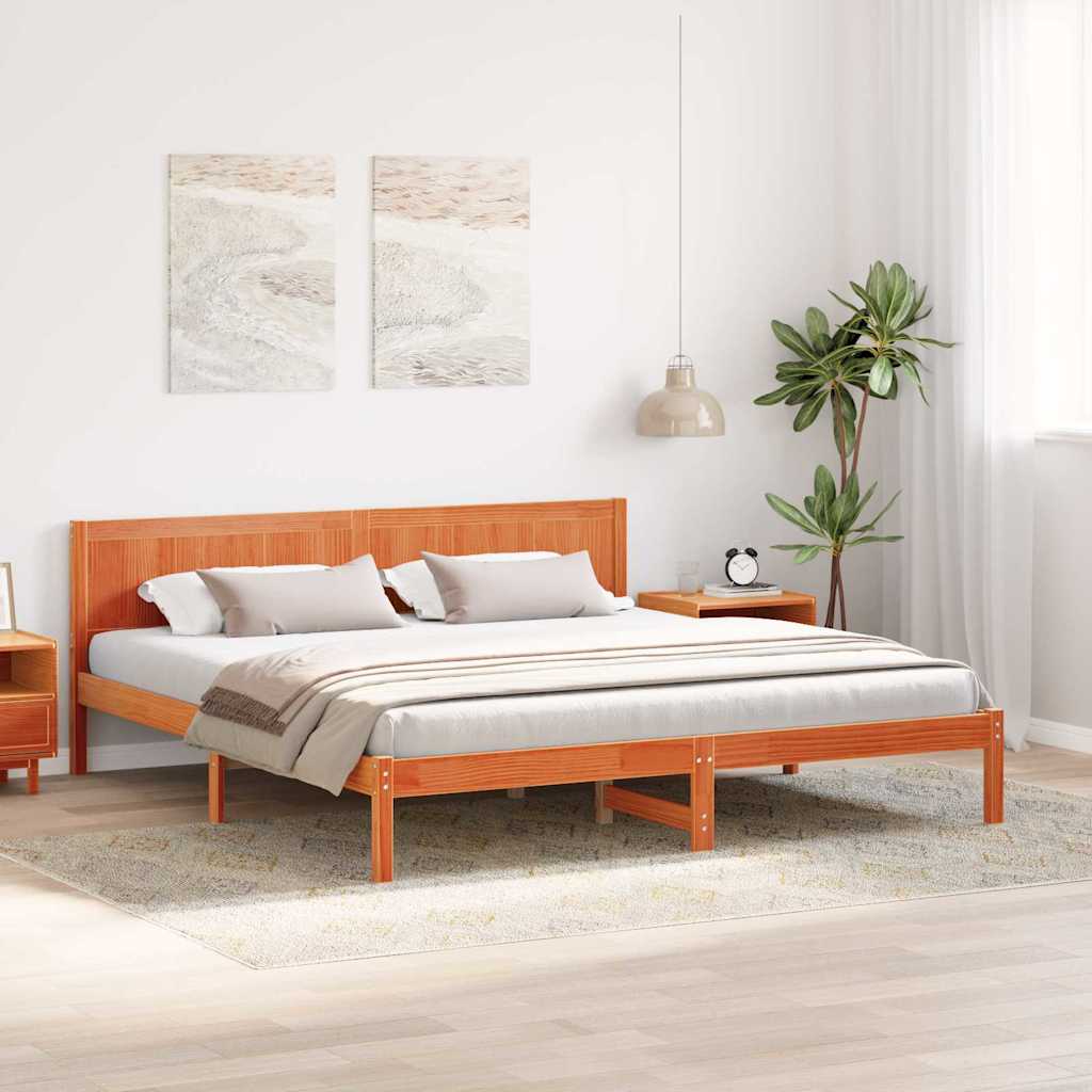 vidaXL Ramka łóżka Brązowy 200 x 200 cm Lite drewno sosnowe