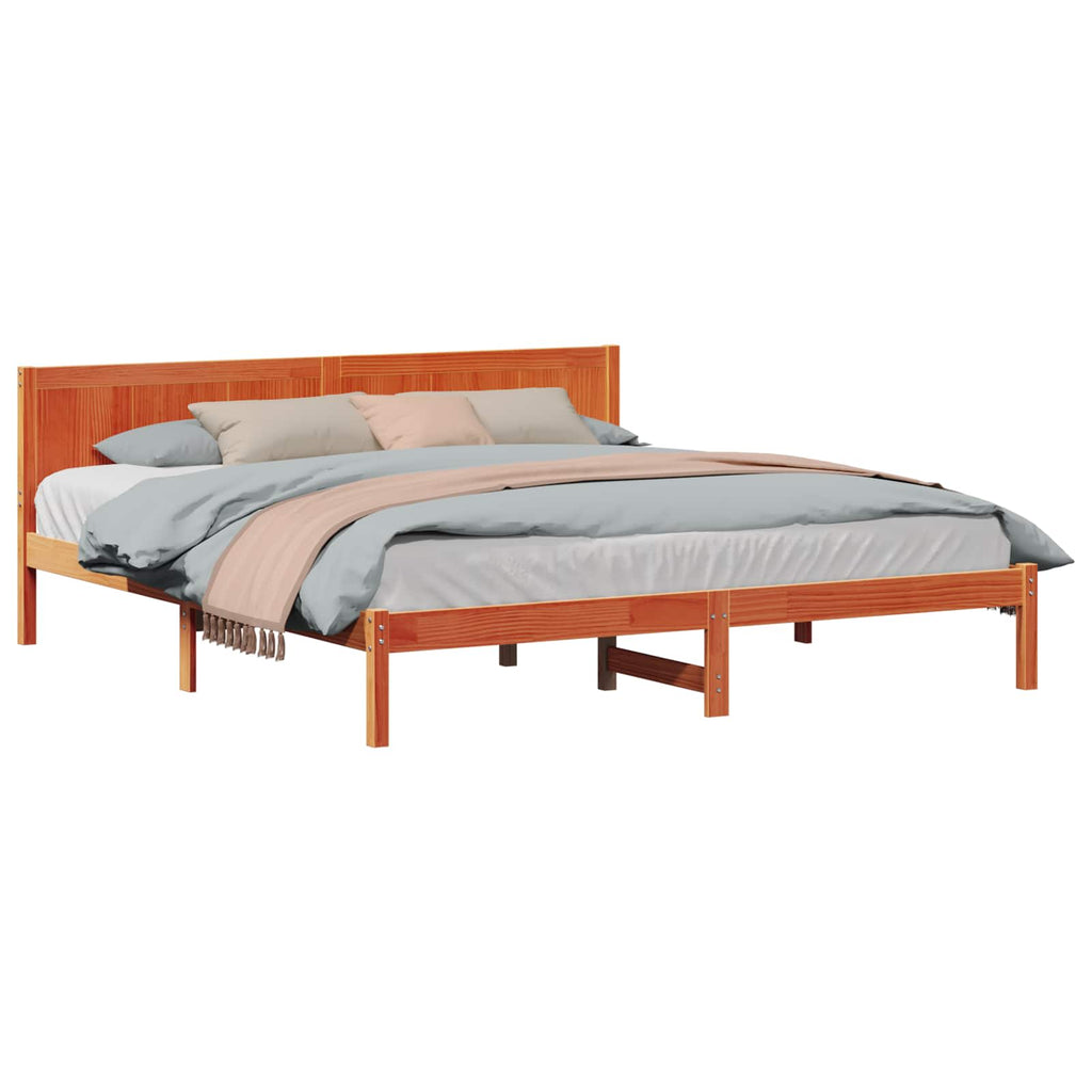 vidaXL Ramka łóżka Brązowy 200 x 200 cm Lite drewno sosnowe