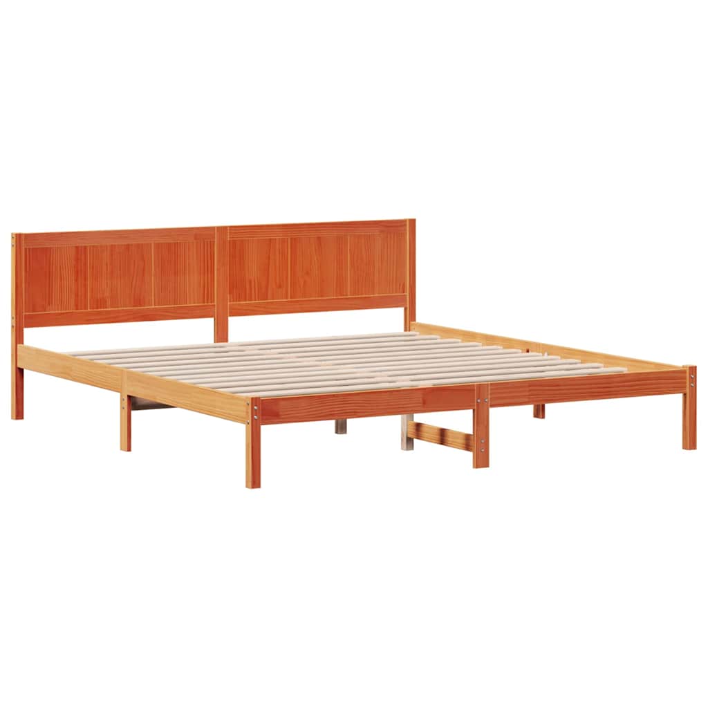 vidaXL Ramka łóżka Brązowy 200 x 200 cm Lite drewno sosnowe