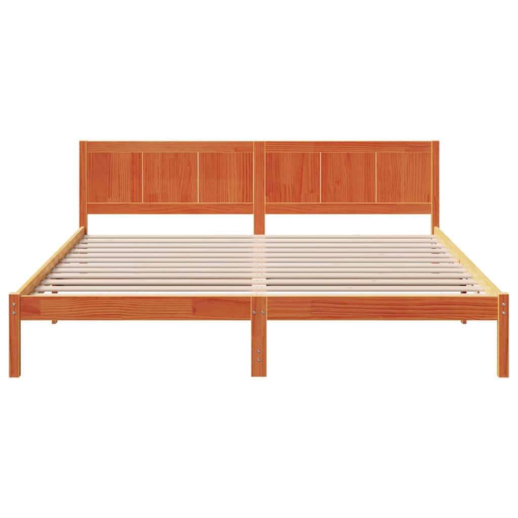 vidaXL Ramka łóżka Brązowy 200 x 200 cm Lite drewno sosnowe