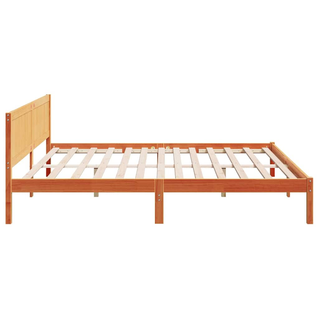 vidaXL Ramka łóżka Brązowy 200 x 200 cm Lite drewno sosnowe