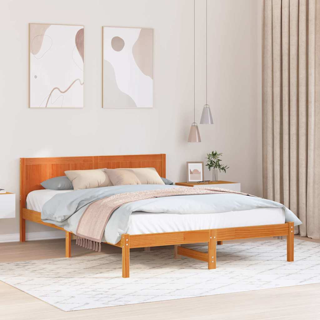 vidaXL Ramka łóżka Brązowy 160 x 200 cm Lite drewno sosnowe