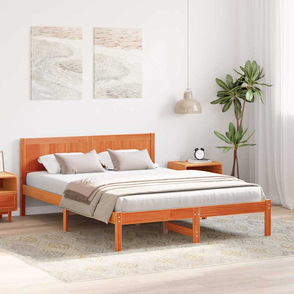 vidaXL Ramka łóżka Brązowy 160 x 200 cm Lite drewno sosnowe
