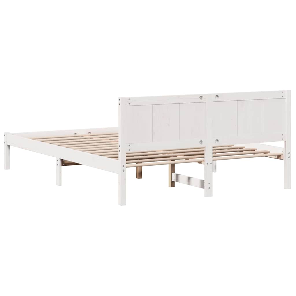 vidaXL Ramka łóżka Biały 150 x 200 cm Lite drewno sosnowe