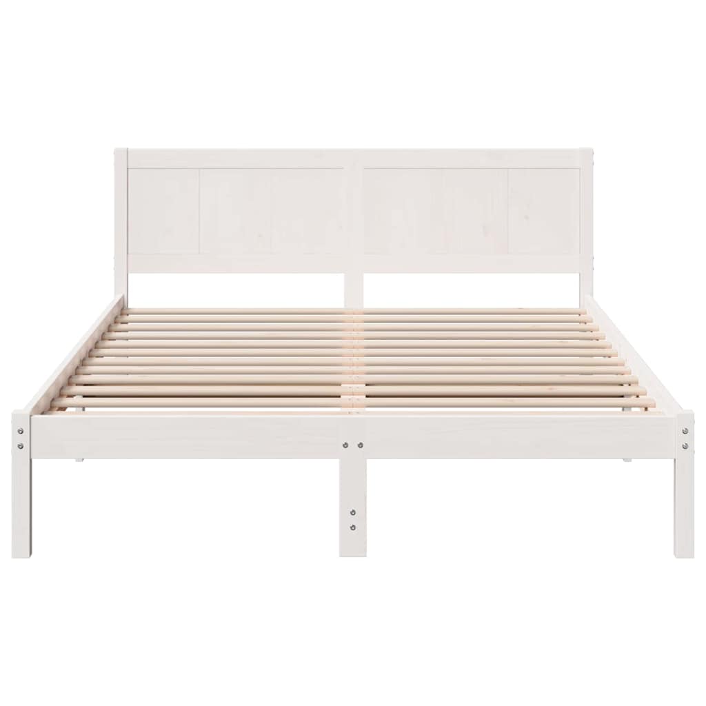 vidaXL Ramka łóżka Biały 150 x 200 cm Lite drewno sosnowe
