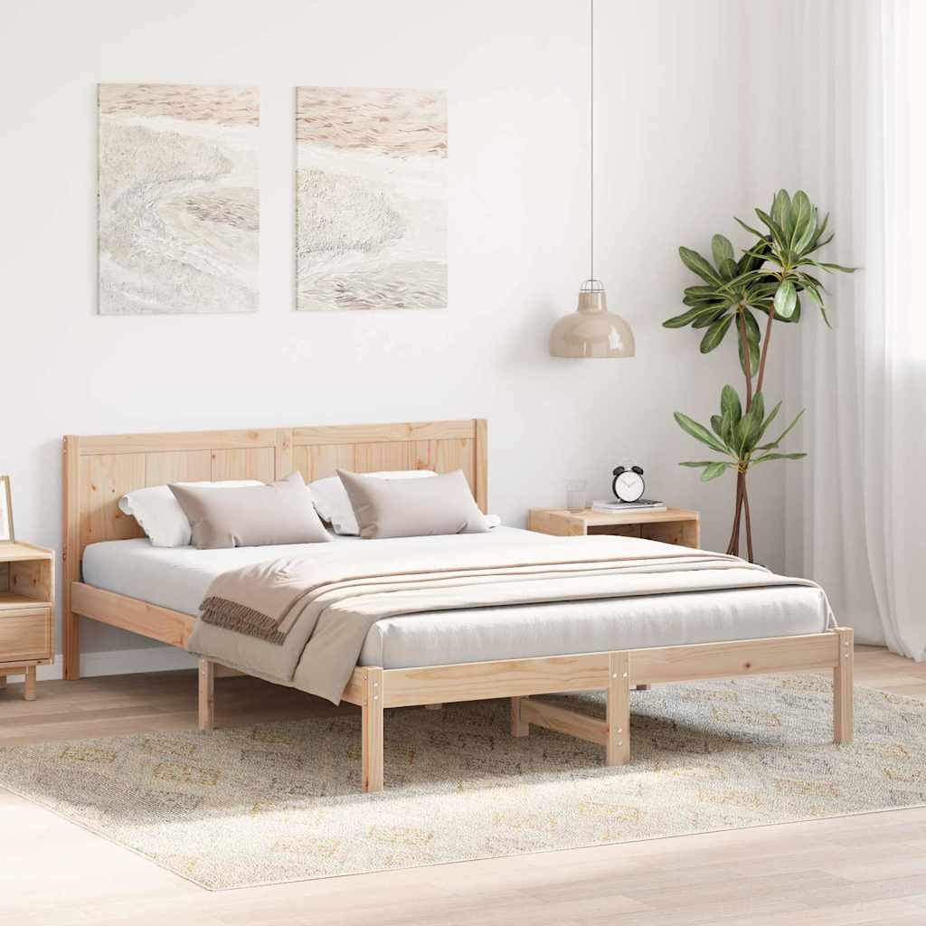 vidaXL Ramka łóżka Brązowy 140 x 200 cm Lite drewno sosnowe