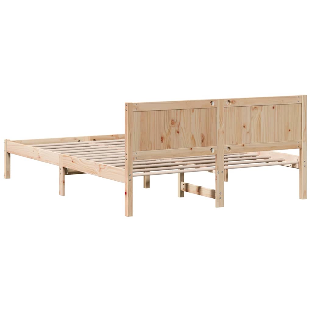 vidaXL Ramka łóżka Brązowy 140 x 200 cm Lite drewno sosnowe