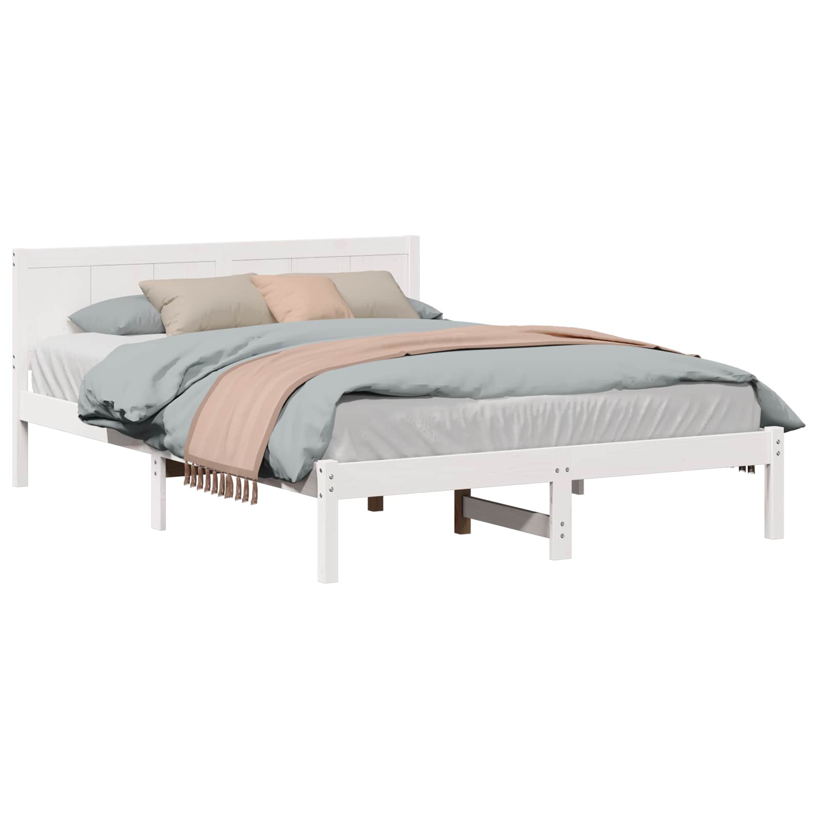 vidaXL Ramka łóżka Biały 140 x 200 cm Lite drewno sosnowe