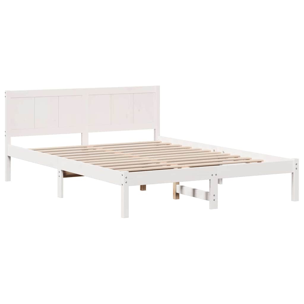 vidaXL Ramka łóżka Biały 140 x 200 cm Lite drewno sosnowe