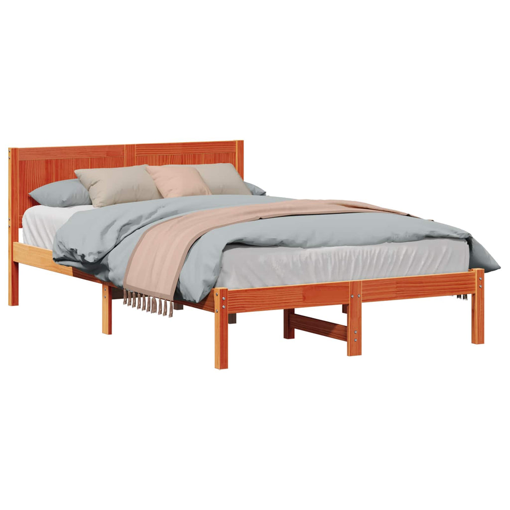 vidaXL Ramka łóżka Brązowy 120 x 200 cm Lite drewno sosnowe