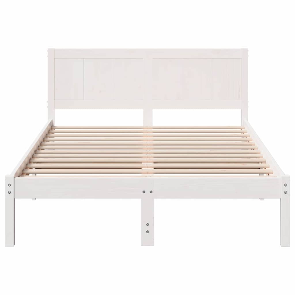 vidaXL Ramka łóżka Biały 140 x 190 cm Lite drewno sosnowe