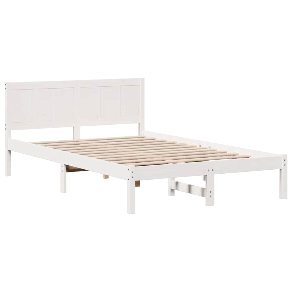 vidaXL Ramka łóżka Biały 135 x 190 cm Lite drewno sosnowe
