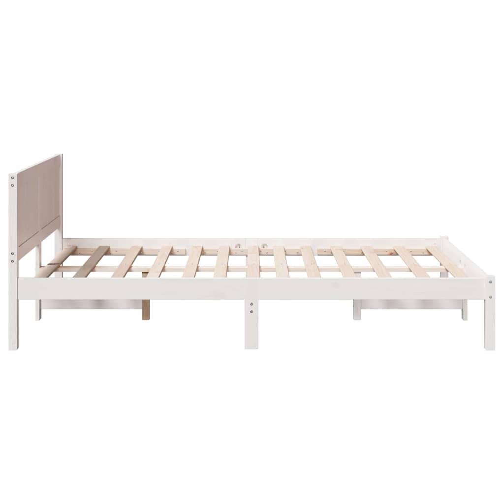 vidaXL Ramka łóżka Biały 135 x 190 cm Lite drewno sosnowe