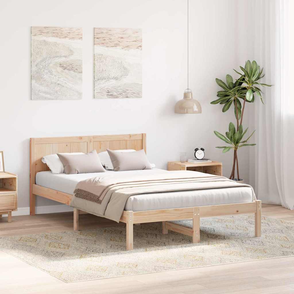vidaXL Ramka łóżka Brązowy 120 x 190 cm Lite drewno sosnowe
