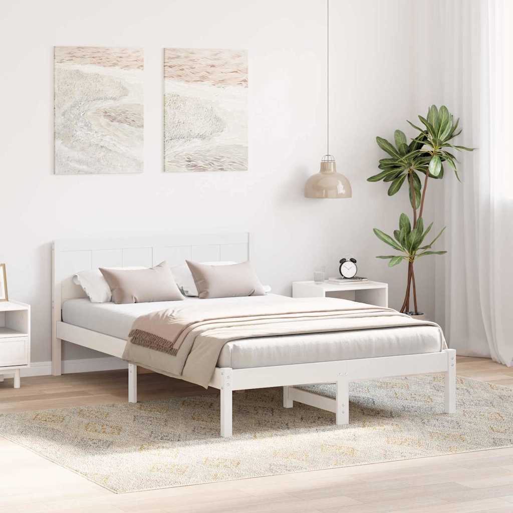 vidaXL Ramka łóżka Biały 120 x 190 cm Lite drewno sosnowe