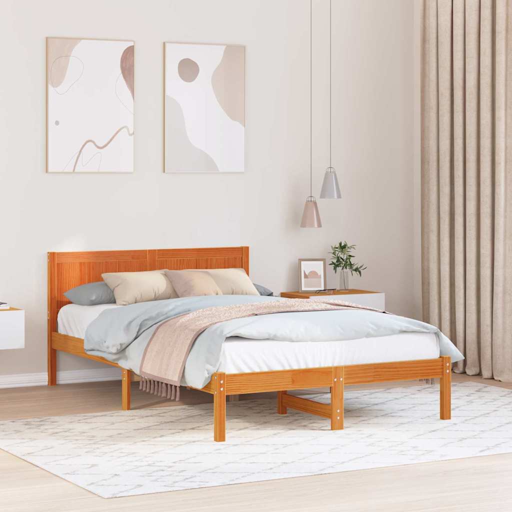 vidaXL Ramka łóżka Brązowy 120 x 190 cm Lite drewno sosnowe