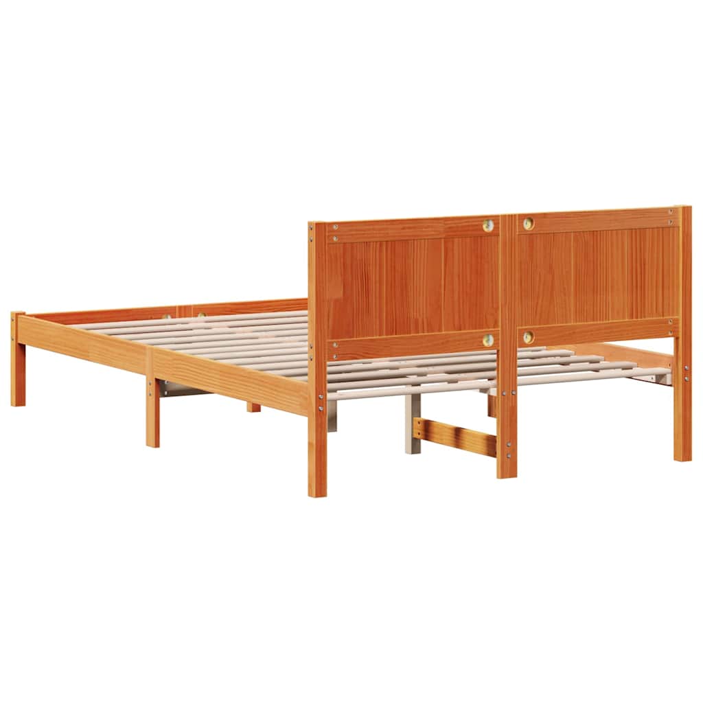 vidaXL Ramka łóżka Brązowy 120 x 190 cm Lite drewno sosnowe