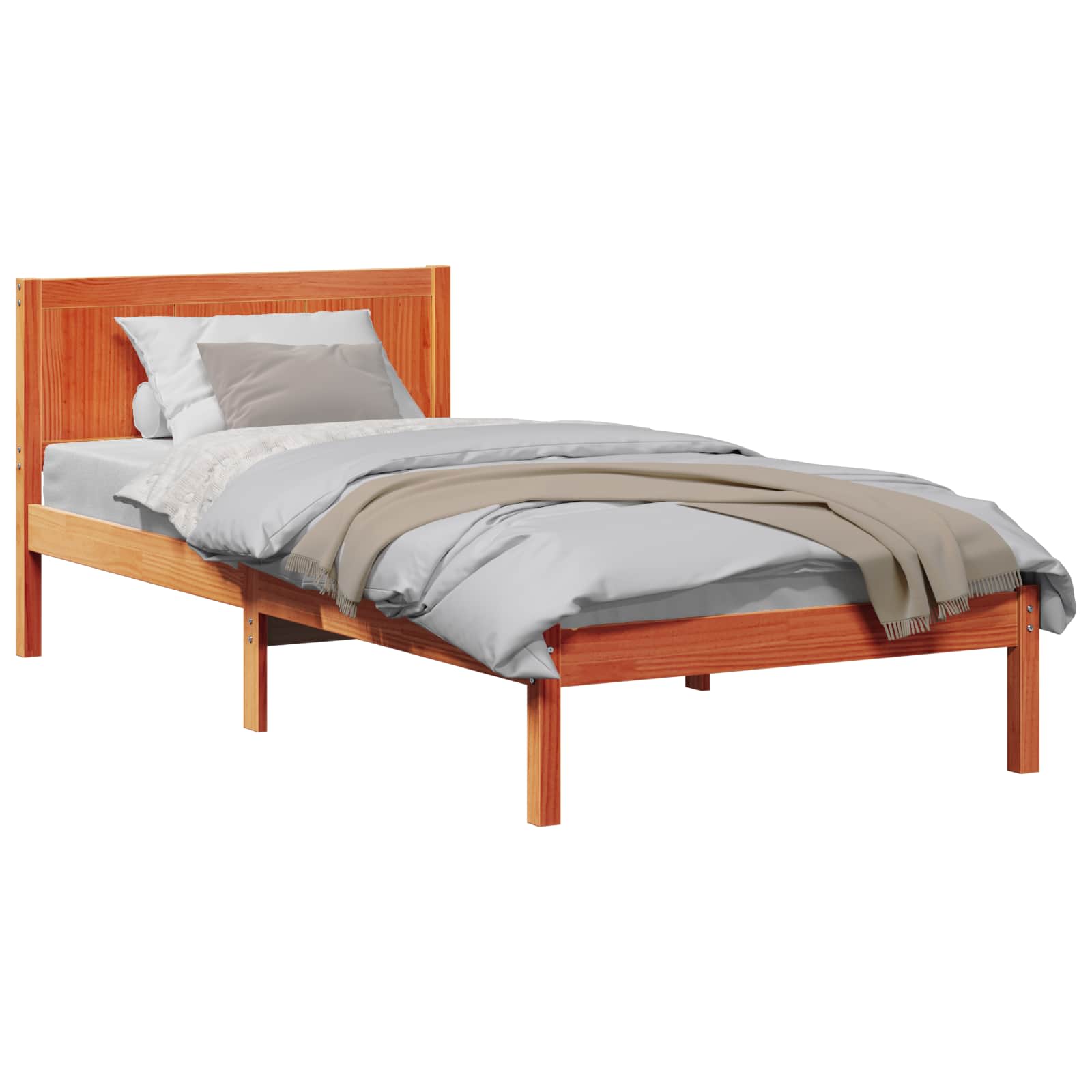 vidaXL Ramka łóżka Brązowy 80 x 200 cm Lite drewno sosnowe