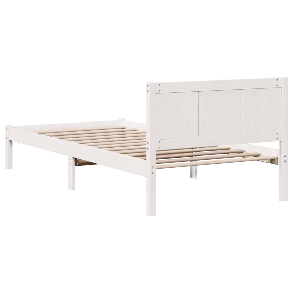 vidaXL Ramka łóżka Biały 90 x 200 cm Lite drewno sosnowe