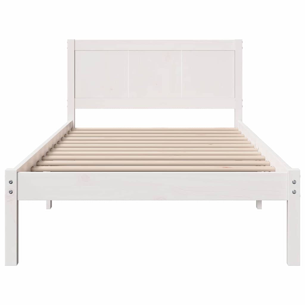 vidaXL Ramka łóżka Biały 90 x 200 cm Lite drewno sosnowe