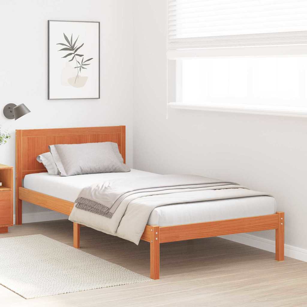 vidaXL Ramka łóżka Brązowy 90 x 200 cm Lite drewno sosnowe