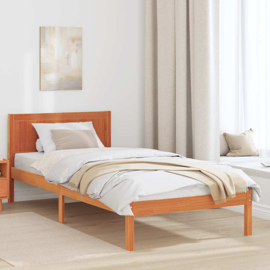 vidaXL Ramka łóżka Brązowy 100 x 200 cm Lite drewno sosnowe