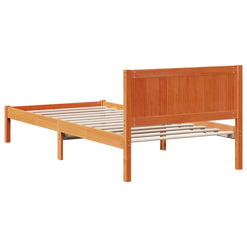 vidaXL Ramka łóżka Brązowy 100 x 200 cm Lite drewno sosnowe
