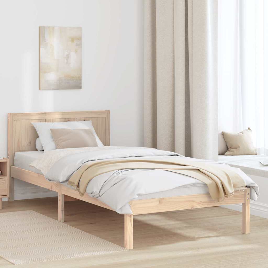 vidaXL Ramka łóżka Brązowy 90 x 190 cm Lite drewno sosnowe
