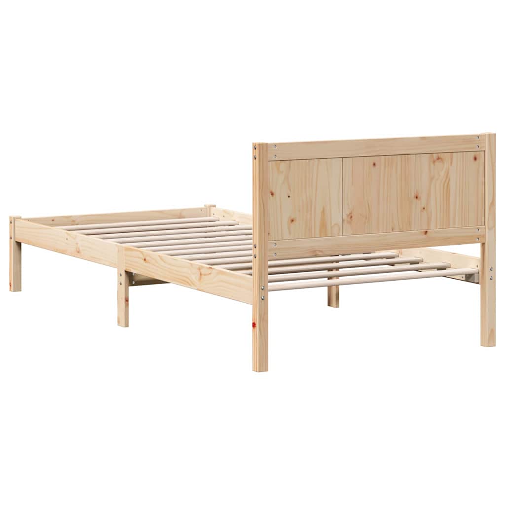 vidaXL Ramka łóżka Brązowy 90 x 190 cm Lite drewno sosnowe