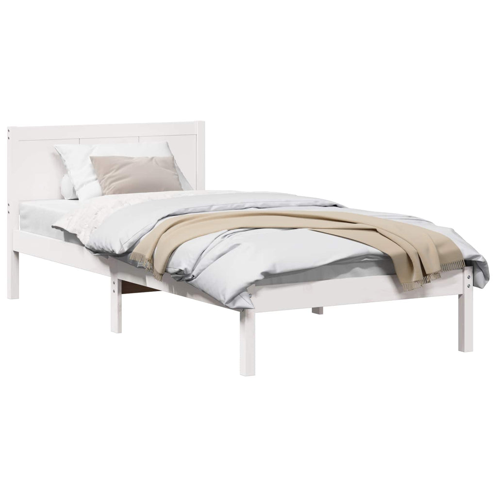 vidaXL Ramka łóżka Biały 90 x 190 cm Lite drewno sosnowe