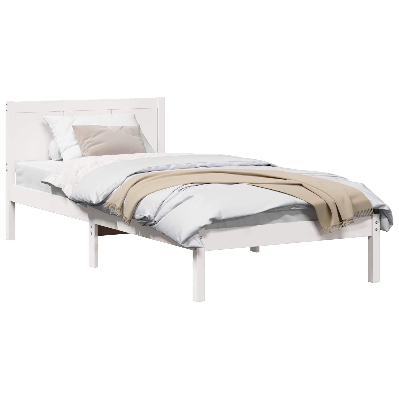 vidaXL Ramka łóżka Biały 90 x 190 cm Lite drewno sosnowe