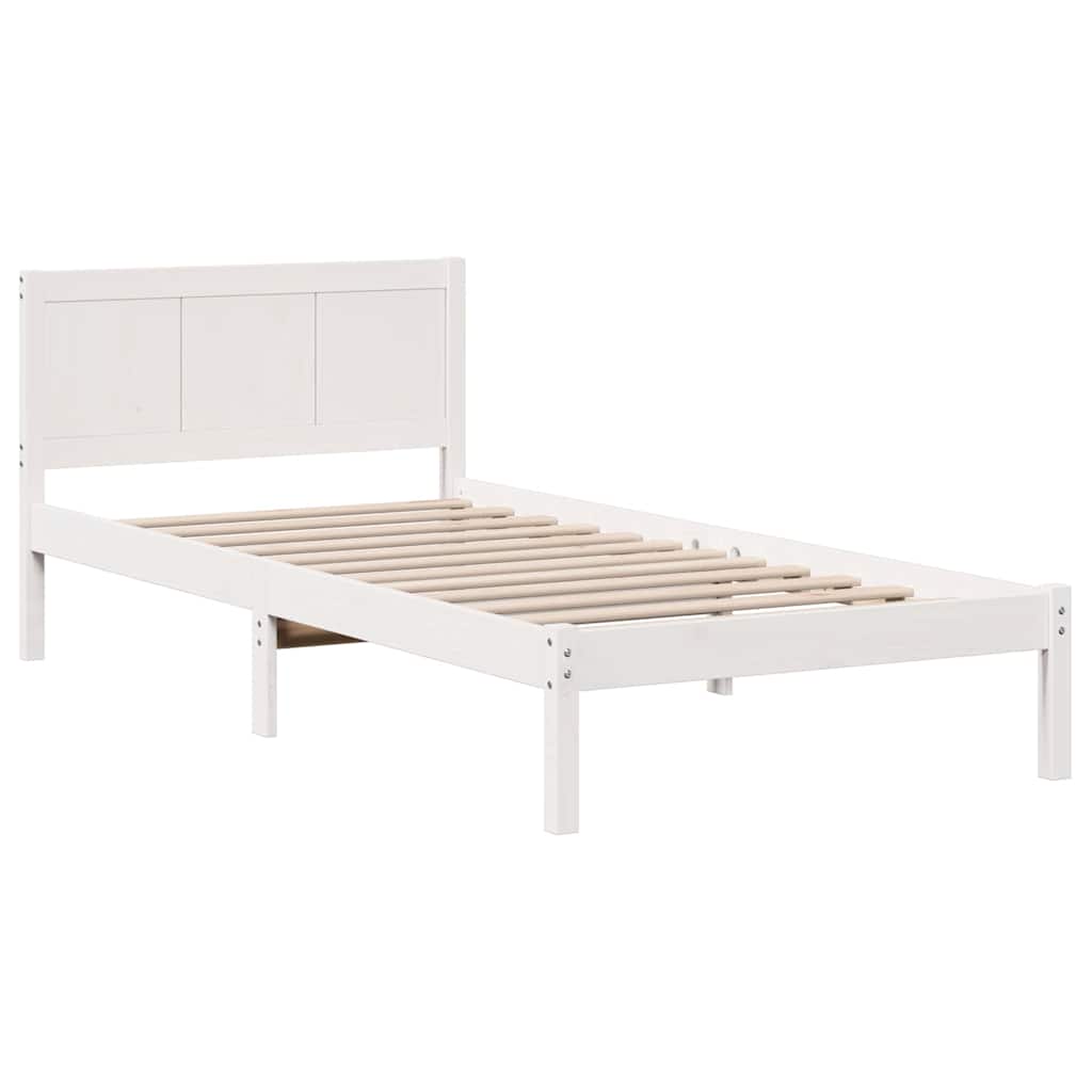vidaXL Ramka łóżka Biały 90 x 190 cm Lite drewno sosnowe
