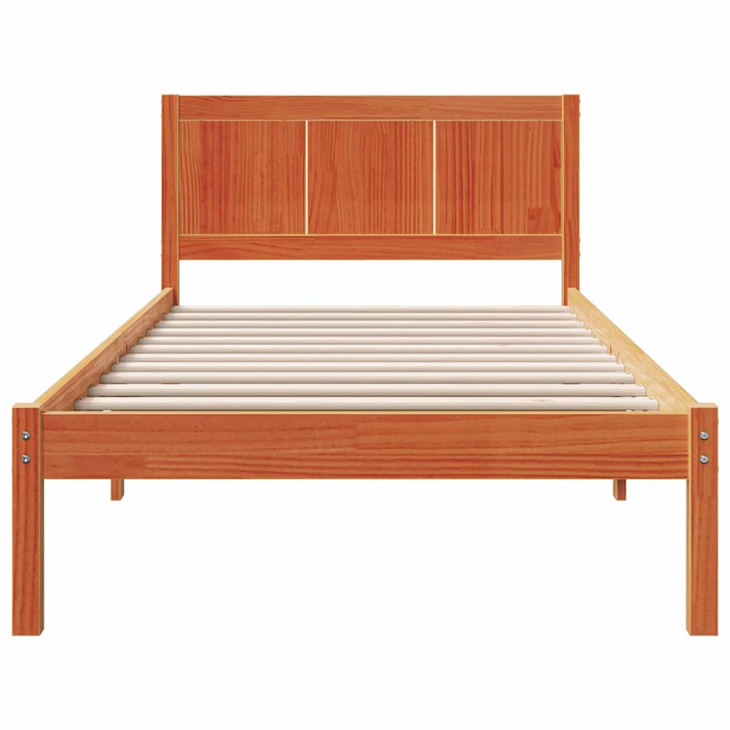 vidaXL Ramka łóżka Brązowy 75 x 190 cm Lite drewno sosnowe