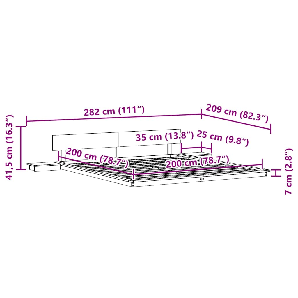 vidaXL Ramka łóżka Biały 200 x 200 cm drewno