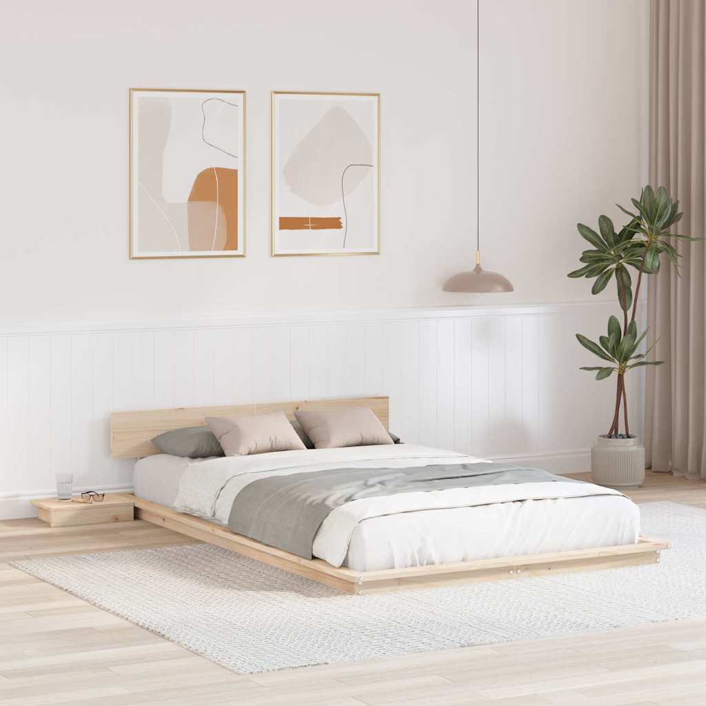 vidaXL Ramka łóżka Brązowy 140 x 190 cm drewno