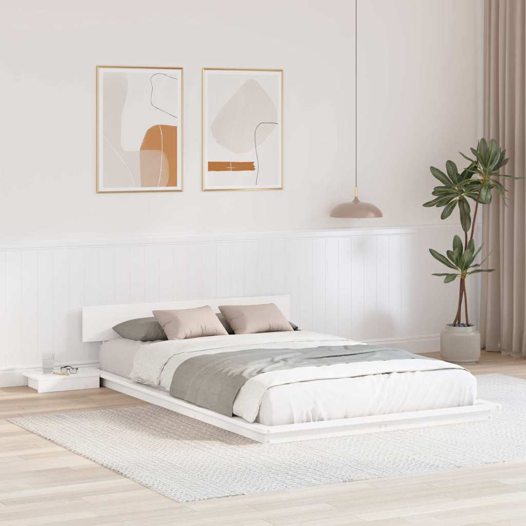 vidaXL Ramka łóżka Brązowy 140 x 190 cm drewno
