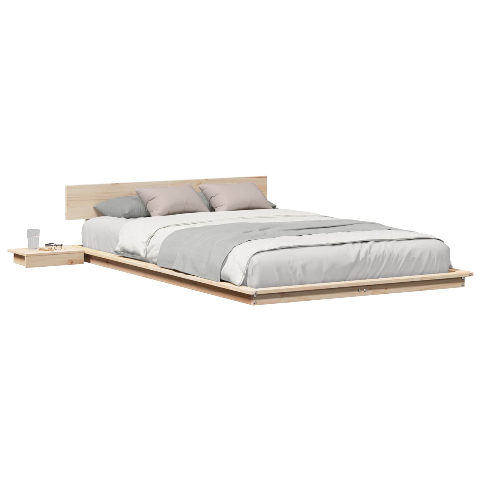 vidaXL Ramka łóżka Brązowy 135 x 190 cm drewno