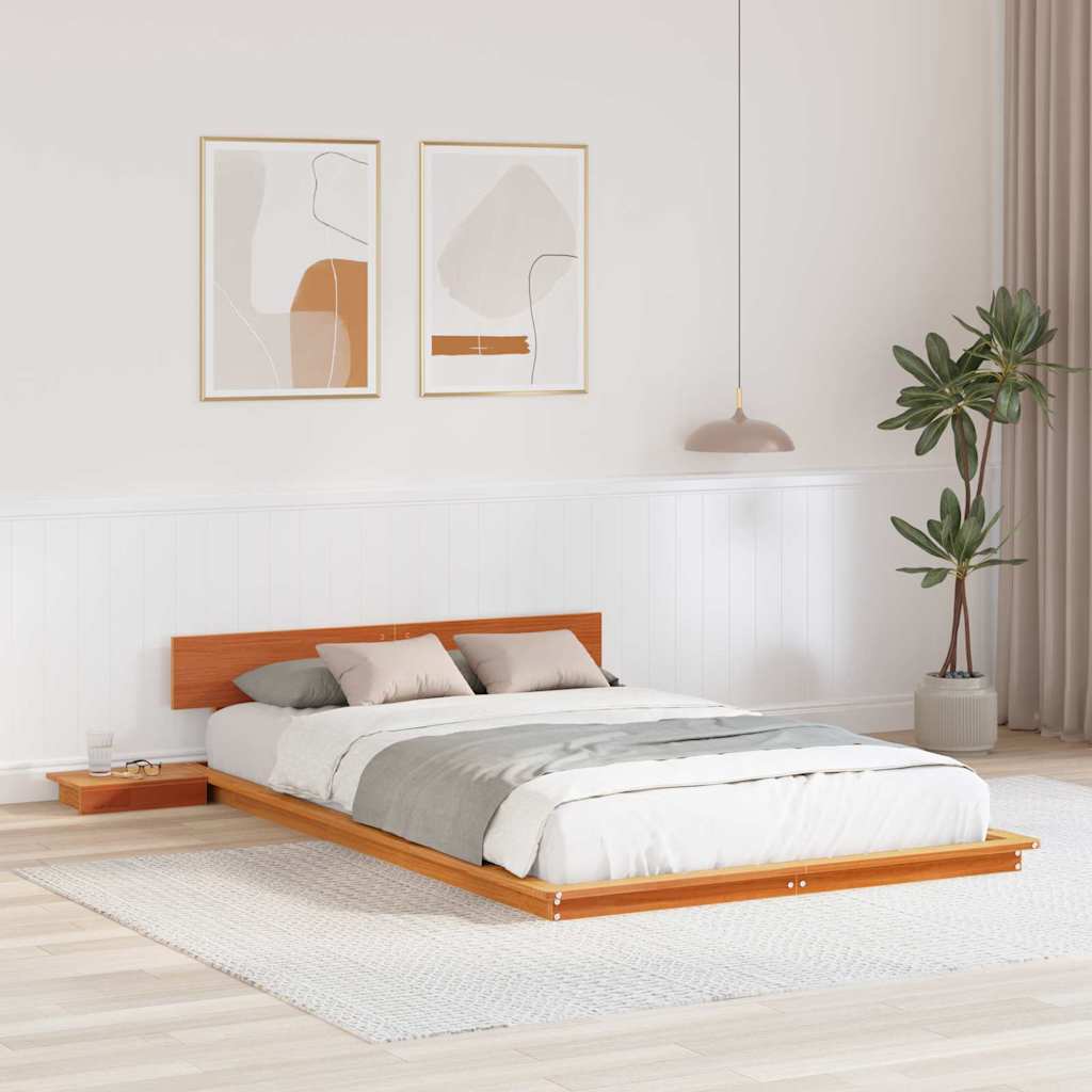 vidaXL Ramka łóżka Brązowy 135 x 190 cm drewno