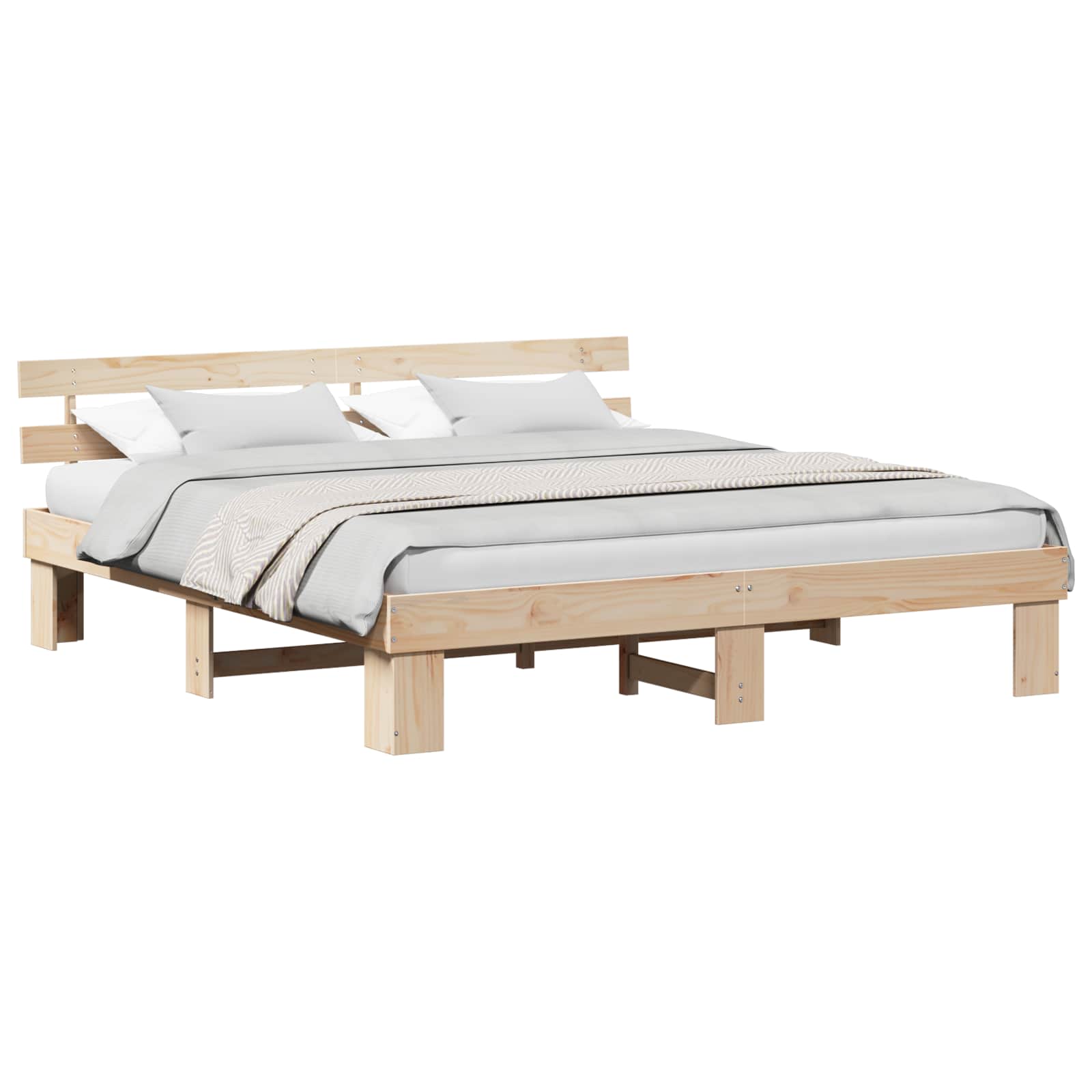 vidaXL Ramka łóżka Naturalny 200 x 200 cm Lite drewno sosnowe