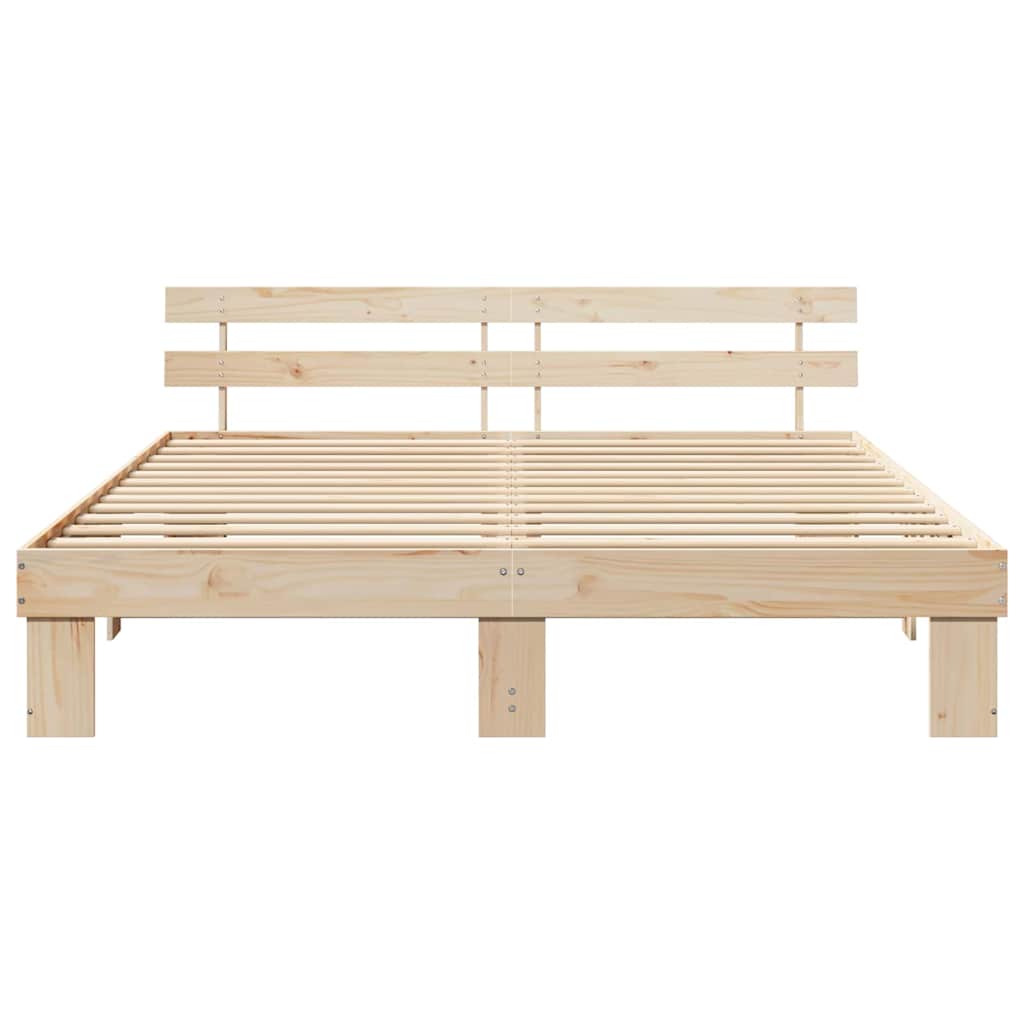 vidaXL Ramka łóżka Naturalny 200 x 200 cm Lite drewno sosnowe