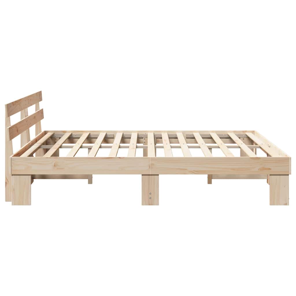vidaXL Ramka łóżka Naturalny 200 x 200 cm Lite drewno sosnowe