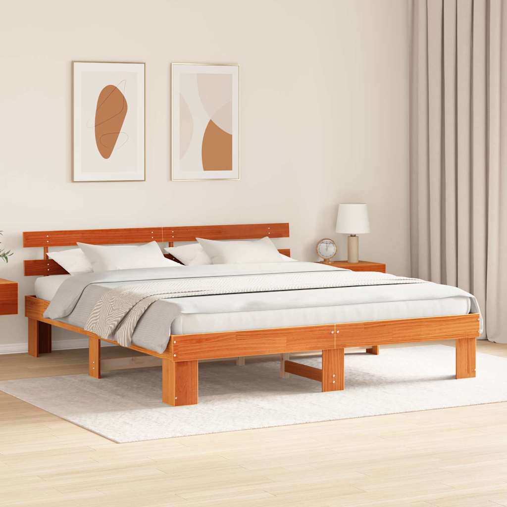 vidaXL Ramka łóżka Woskowy Brąz 200 x 200 cm Lite drewno sosnowe